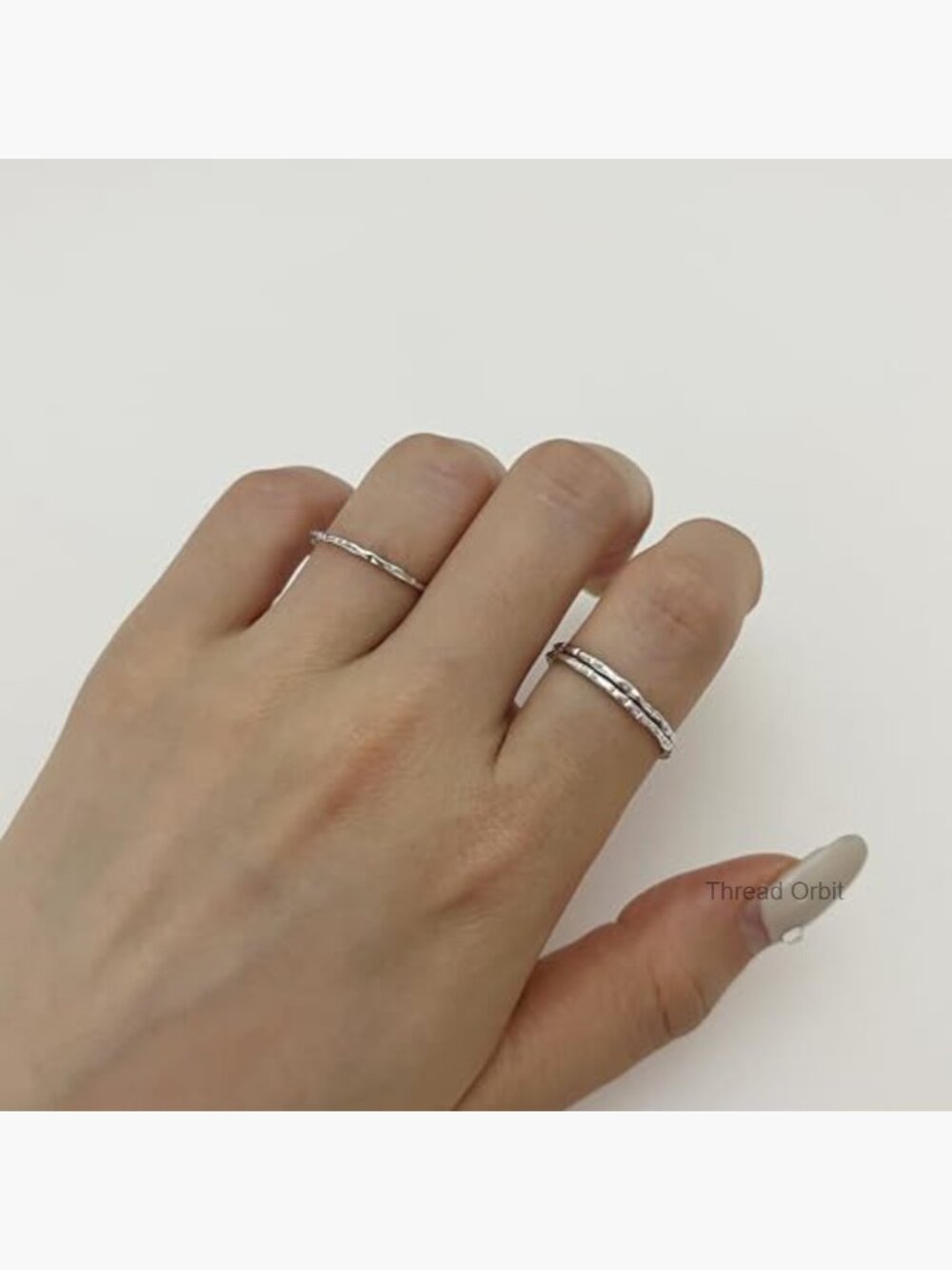 Hammered Stacking Rings Set - 925 Sterling Silver Knuckle Rings View 4